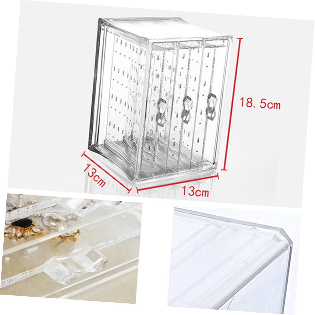 White Earring Storage Case Durable Acrylic Jewelry Organizer for Dangling Earrings for Home Display and Jewelry Protection