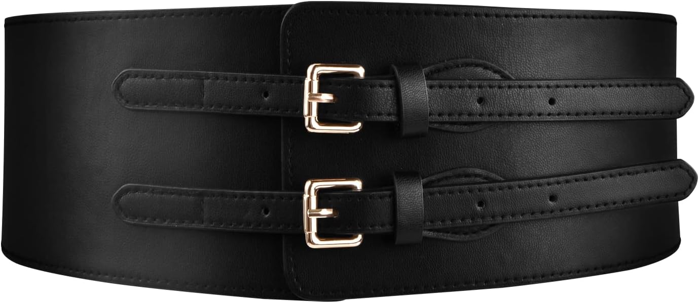Wide Corset Elastic Waist Belt, Stretchy Corset Cinch Belt Women Retro Cinch Wide Waist Belt, High Waist Leather PU Cinch Waistband Belts For Dresses, 31.5 * 3.9in