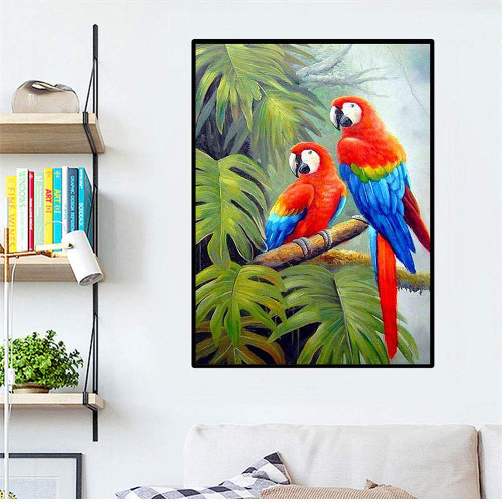 MAXBYE 5D DIY Perroquet Coloré Kits de Peinture Diamant, Animaux Diamond Painting pour Adulte Débutants, Diamond Art Kits Strass Point de Croix Cristal Painting pour Maison Décor Cadeaux 30x40cm