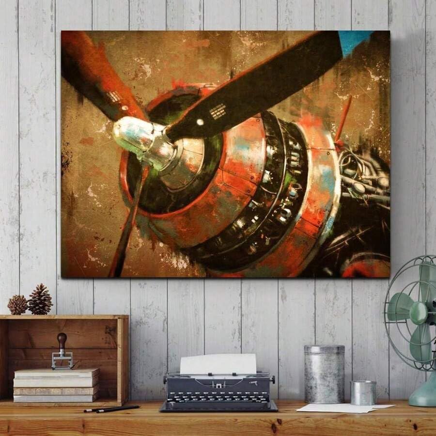 Peinture de moteur d'avion rétro pour salon industriel et bureau de passionné d'aviation