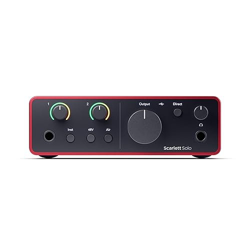 Focusrite Scarlett Solo 4th Gen USB Audio Interface, for the Guitarist, Vocalist, or Producer — High-Fidelity, Studio Quality Recording, and All the Software You Need to Record - Scarlett Solo - 4th Gen