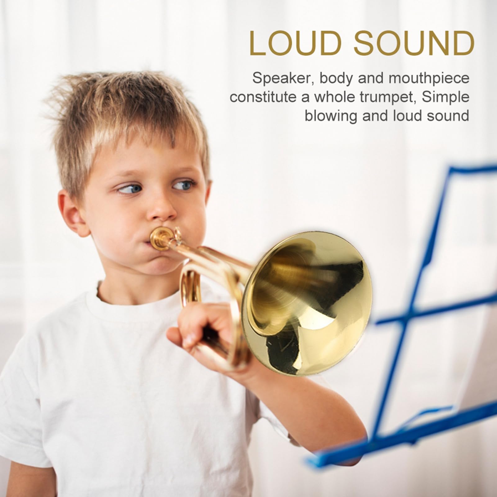 Trompette Weikeya pour fanfare scolaire, facile à utiliser, en laiton solide pour enfants et adolescents, or, Sib, durable