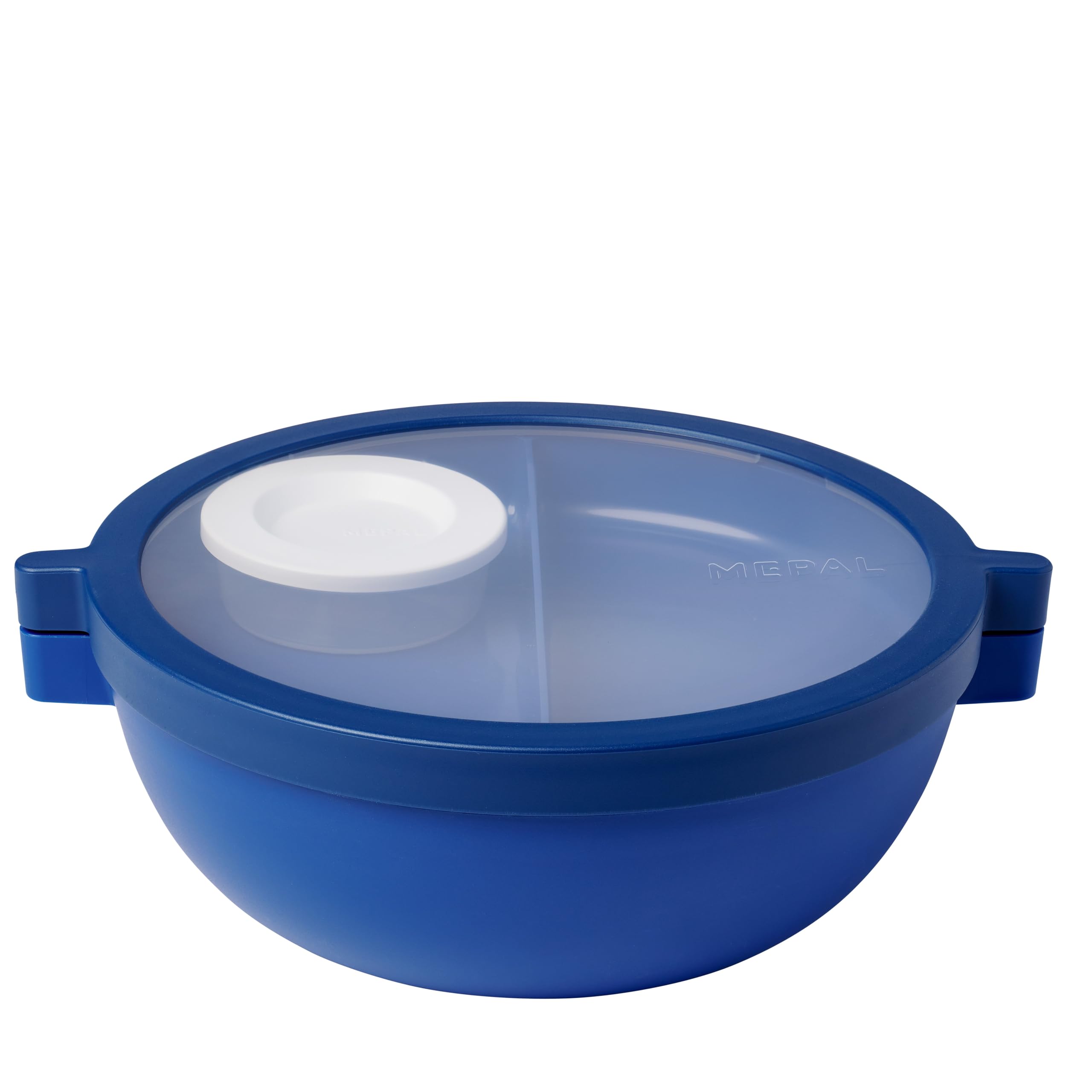 Mepal Basic bento Lunch Bowl Vita, Multi-Compartment, Extra Dressing Container and Tray, Bento Box, Salad Lunch Box, 1500 ml, Vivid Blue