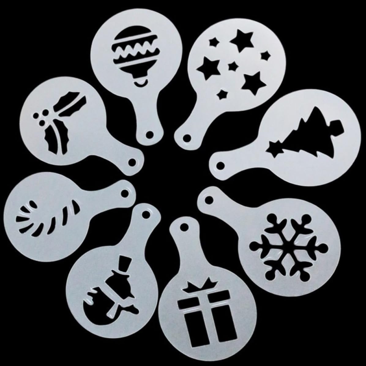 8 Pcs Christmas Fondant Mold Plastic Baking Stencils
