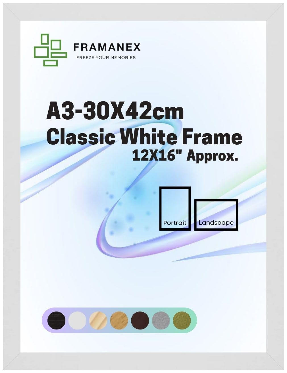 FRAMANEX Modern Dome Shape Frames | White Colour A3 Picture Photo Poster Frames | A3 Rectangle Picture Frame | Beautify Your Walls with SD Mold Wood Finish Photo Frame