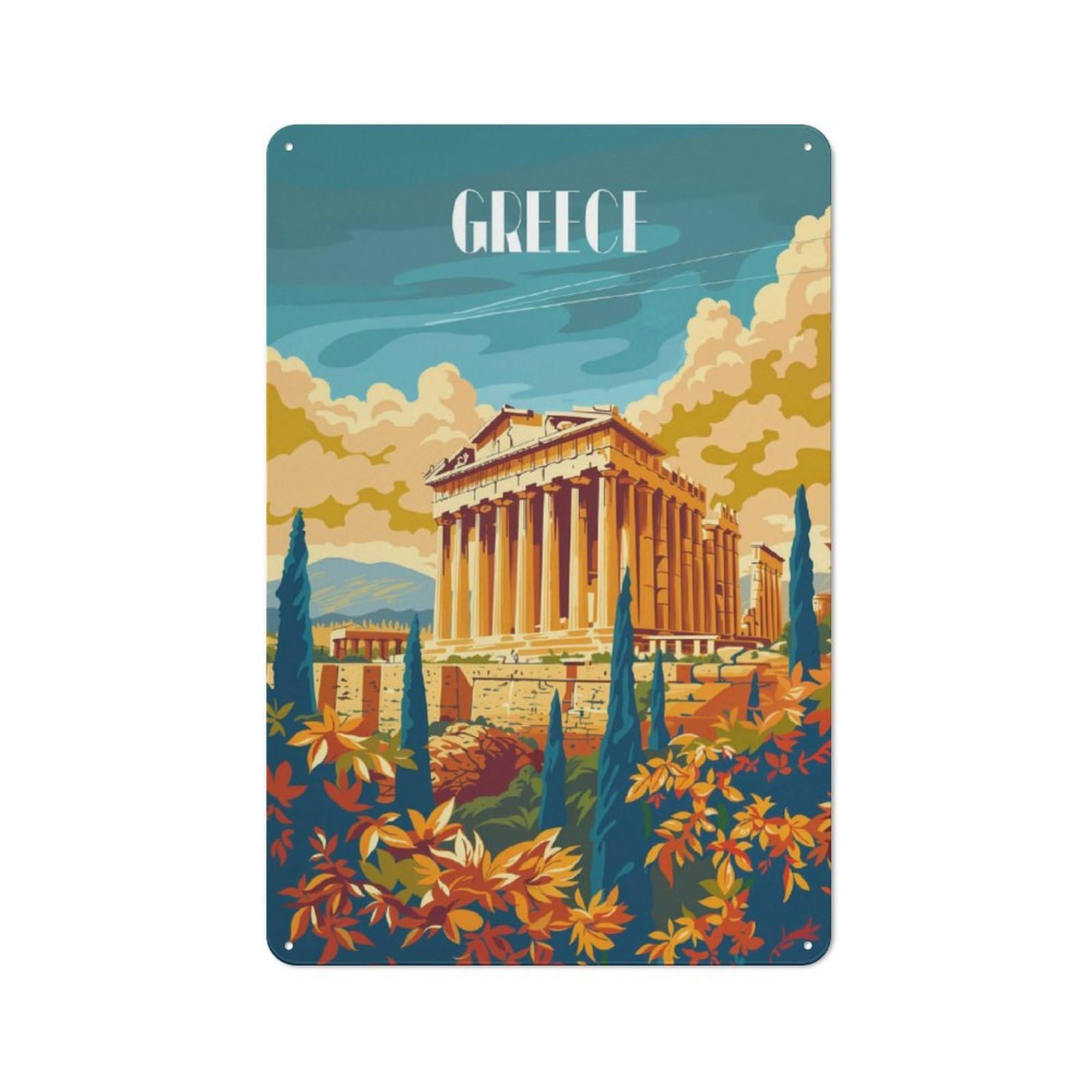 Junmoney Style-15 Vintage Tin Sign 30X20cm With Ancient Greece Glory For Garage Or Workshop, For Metal Sign Collectors, For Cafés, Pubs And Restaurants