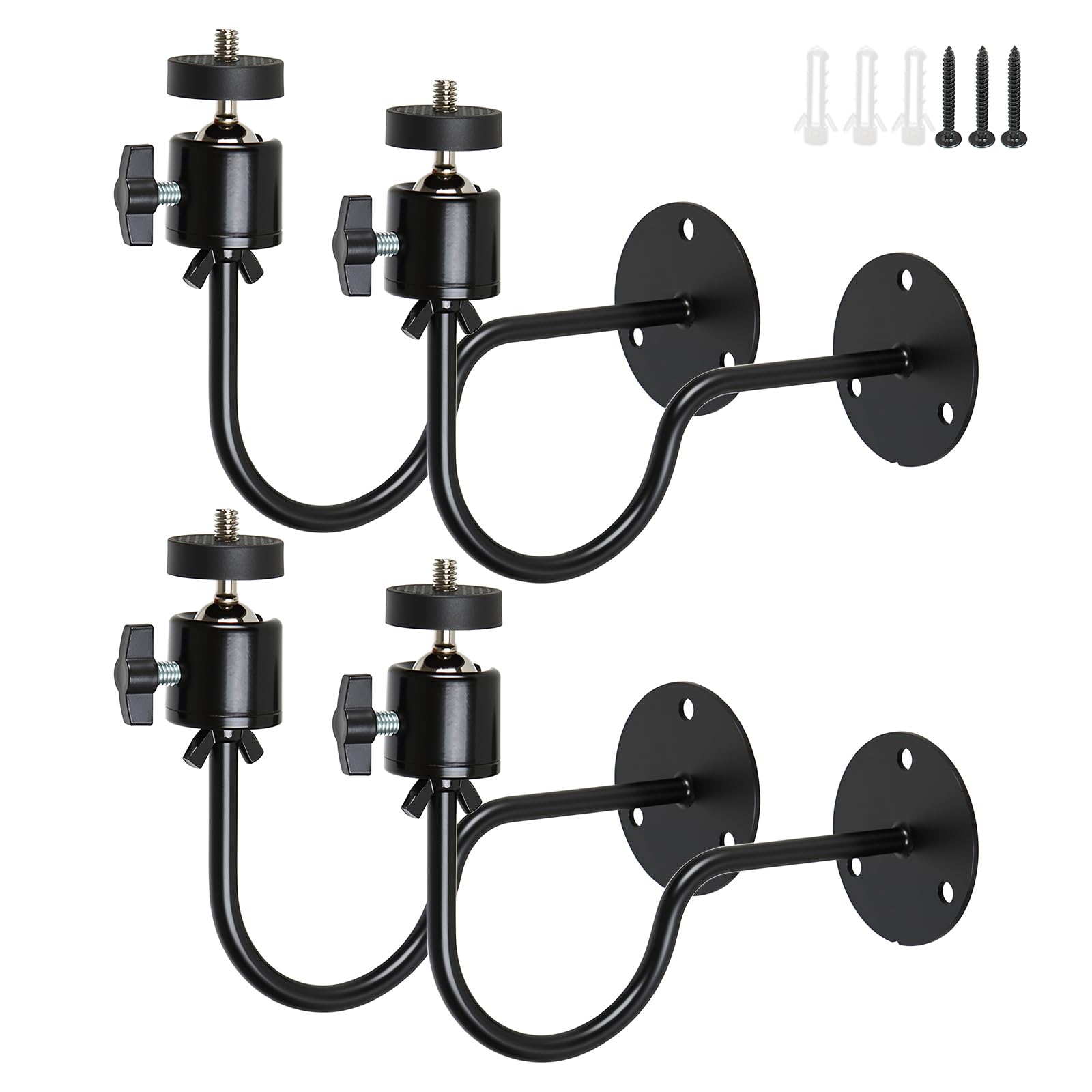 Acuxiaza 4 Pcs Camera Wall Mount Bracket, Universal Camera Wall Mounting Bracket for CCTV Security, with 1/4" -20 Threaded, 360°Adjustable, Compatible