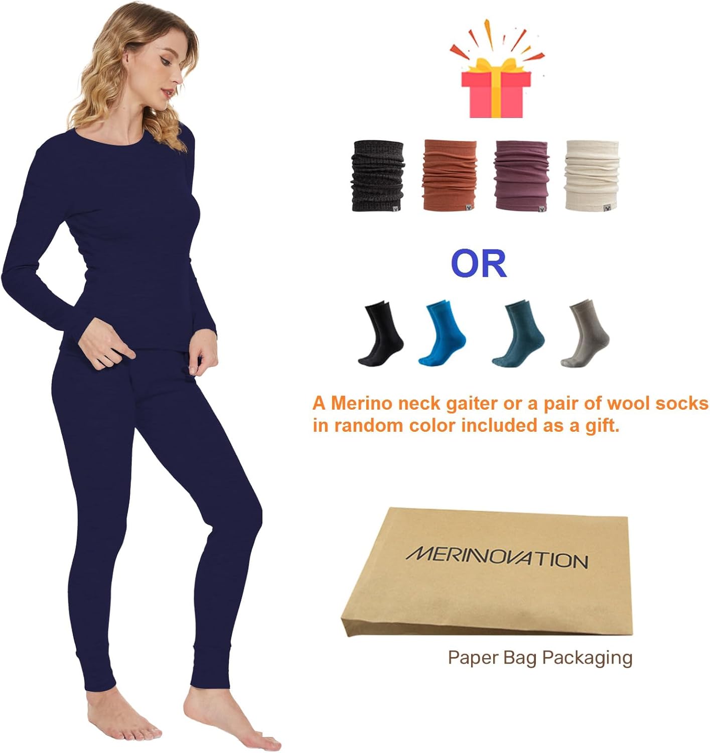 MERINNOVATION Merino Wool Base Layer Set for Women 100% Merino Wool Thermal Underwear Sets Lite - Midweight Top, Bottom - Image 3