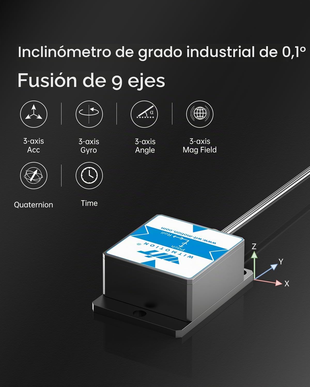 [Inclinómetro de 0,1° de grado industrial] HWT901B-RS232 Acelerómetro de 3 ejes + Giroscopio + Inclinómetro + Brújula digital + Presión atmosférica + Altitud, Módulo IMU MPU9250 de 9 ejes