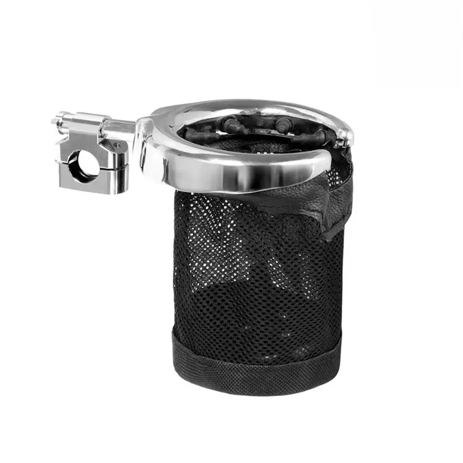 Soporte para vasos de moto Portavasos cromado para manillar de motocicleta Compatible con Harley Sportster Fatboy Dyna Softail Touring Road King (25 mm/22 mm) Soporte para bebidas de moto(Chrome 25mm)