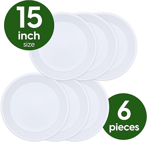 Miniatura 4 de SLS SUPPLY FLORA - Platillos duraderos para plantas, paquete de 6 unidades de 15 pulgadas, platillos para macetas, elegantes platillos para