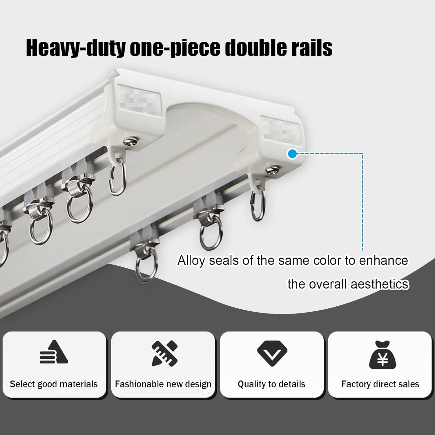 Silent Aluminum Curtain Double Tracks Drop Ceiling, Heavy Duty Aluminum Curtain Rail Set for Bedroom/Living Room/Window/Hotel Divider， Easy Install(Champagne,4.9m(16.1ft))