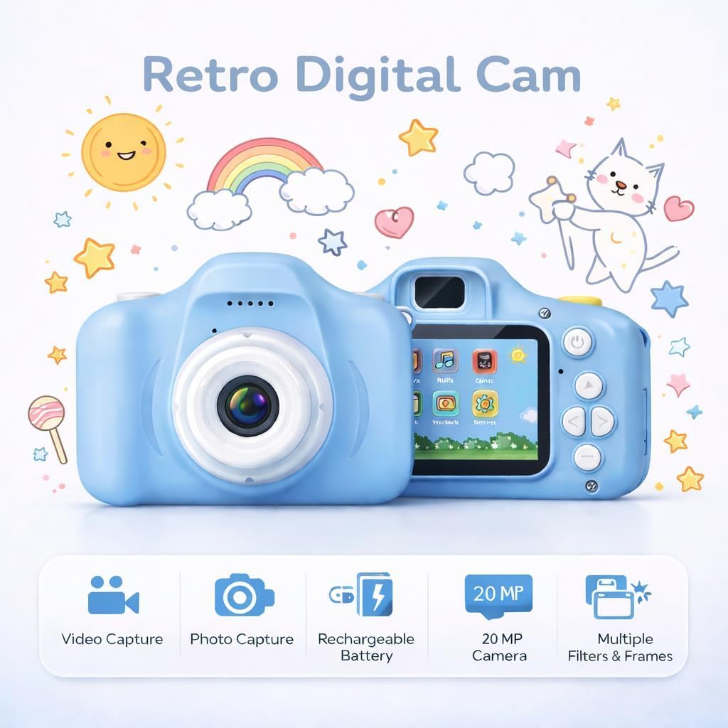 Kids Digital Camera Toy 1080P HD with 2 Inch IPS Display, 3MP Lens