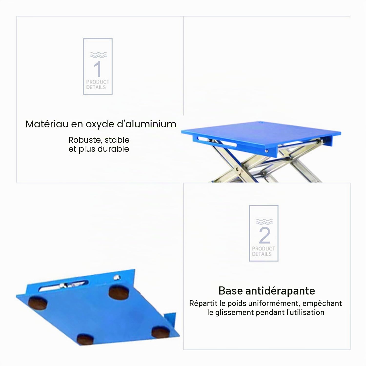 200 x 200 cm Élevateur de Laboratoire, Plateforme de Levage pour Laboratoire, Instrument de Levage en Aluminium, Hauteur Extensible de 80 mm à 326 mm, Poids Supporté 20 kg