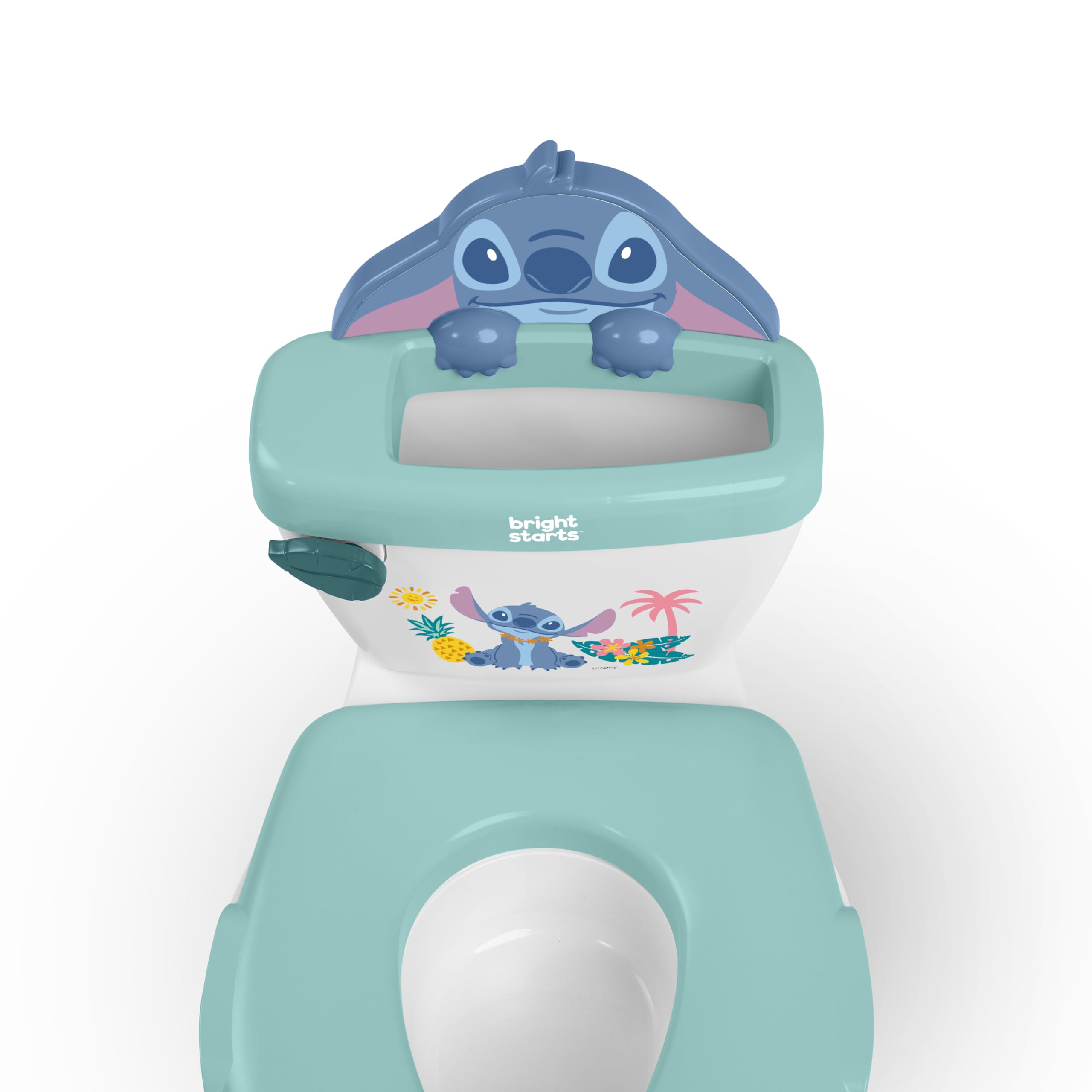 Bright Starts, Disney Baby Stitch My Size Vasino Bambini di Bright Starts, 2-in-1 Vasino con Suono di Scarico, Sedile WC Rimovibile, Include 12 Adesivi, Addestramento al Vasino, Da 18 Mesi