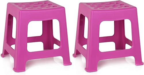 Miniatura 18 de Mintra Home - Taburetes de plástico ligeros, paquete de 2 (18 pulgadas de altura, rojo) Rojo -,Negro -,Marrón,Coral,Azul