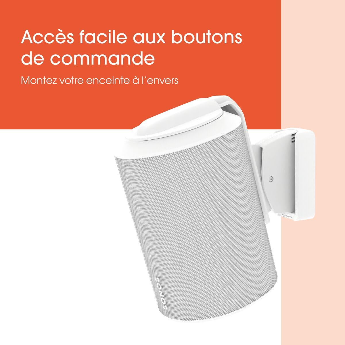 Vogel’s SWM 4021 Support Mural pour Enceinte Sonos Era 100 – Spécialement conçu et Adaptation Parfaite | Inclinaison -25°/+5° | Orientable Jusqu’à 70° | Blanc (1x)
