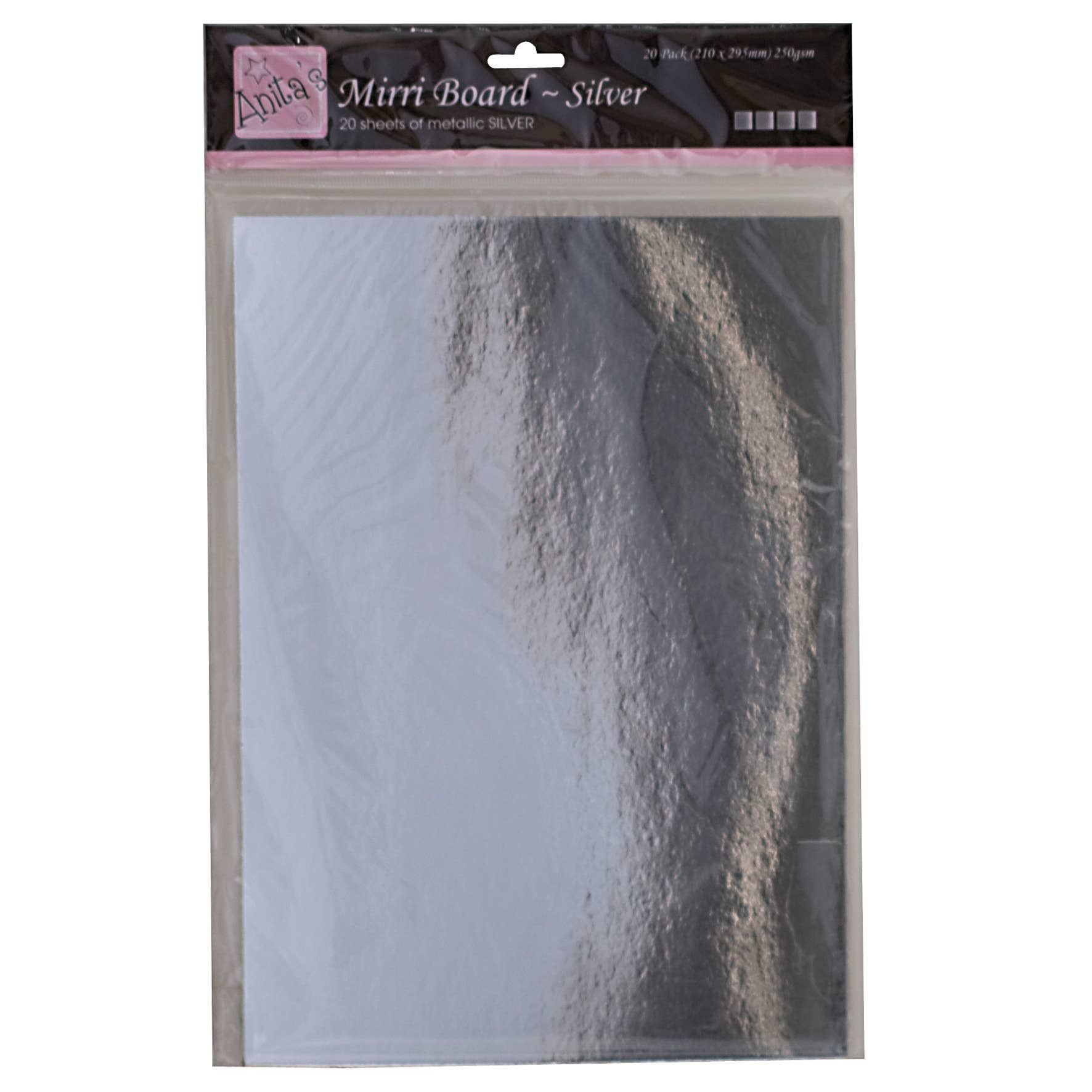 Anita'sMirri Board, A4, Silver, Pack of 20, Shiny, Mirrored Craft Card, for Art, Craft, School Homework, Crown Making, Cardstock, Craft Supplies