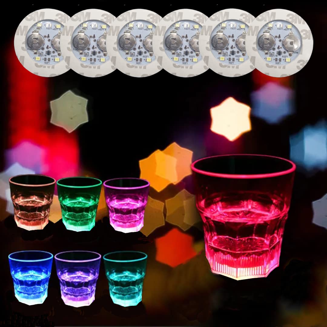 Set di 6 sottobicchieri LED bianchi freddi per bevande, ON/OFF, impermeabili, rotondi, in acrilico, per bicchieri, bottiglie, feste, matrimoni, bar, N | Leroy Merlin