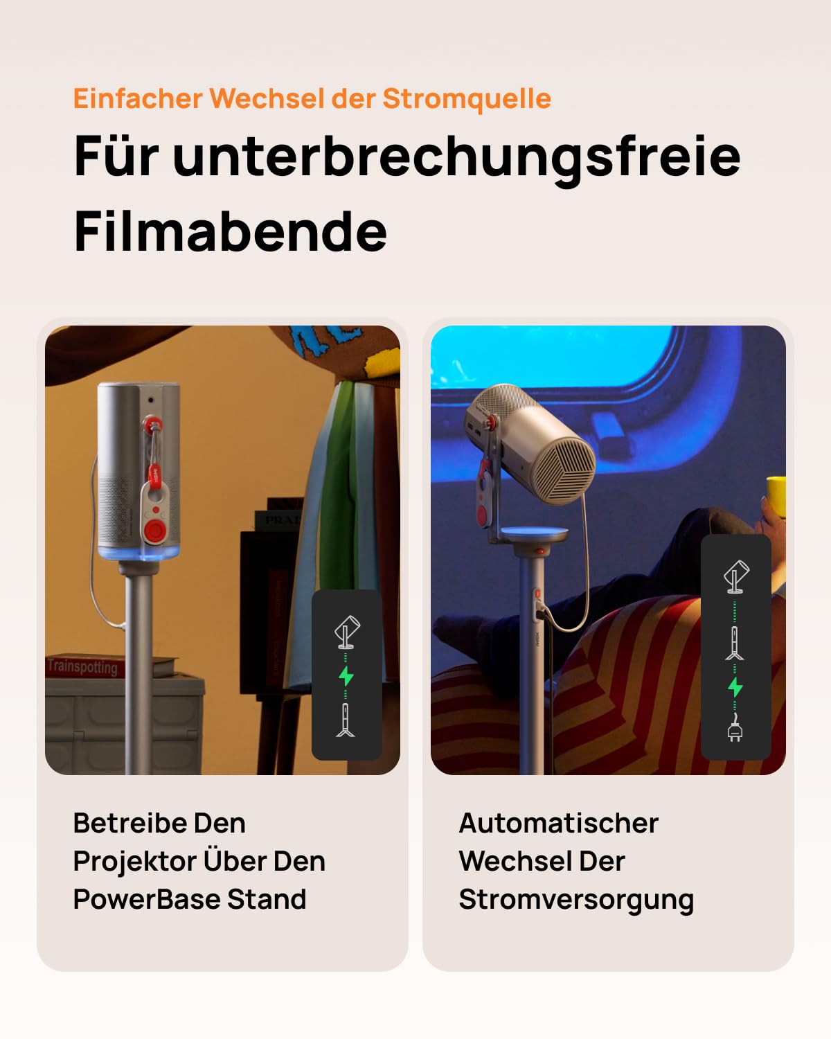 XGIMI PowerBase Standfuß, 2-in-1 Beamer Stativ & Powerbank für MoGo 4 | 5h Video-Akkulaufzeit, 12h Musik, schnelle Befestigung, leicht & tragbar für MoGo 4