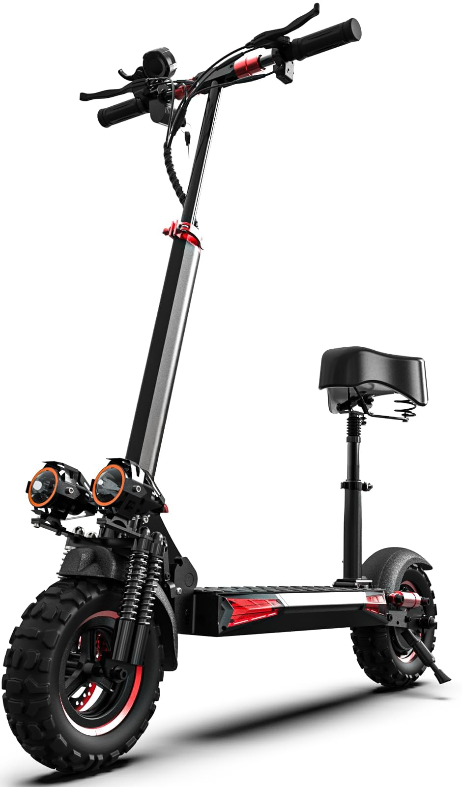 1200W Electric Scooter for Adult, 48V 18AH Folding E-Scooter Up to 34Mph & 37Miles Range,11" Off Road Tire Kick Scooters with Detachable Seat &Double Suspension for Commuter Outdoor