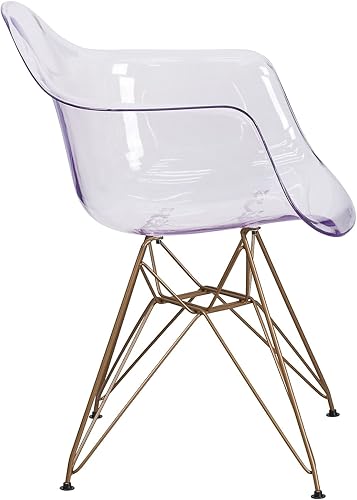 Miniatura 8 de Flash Furniture Silla auxiliar transparente serie Allure con base dorada