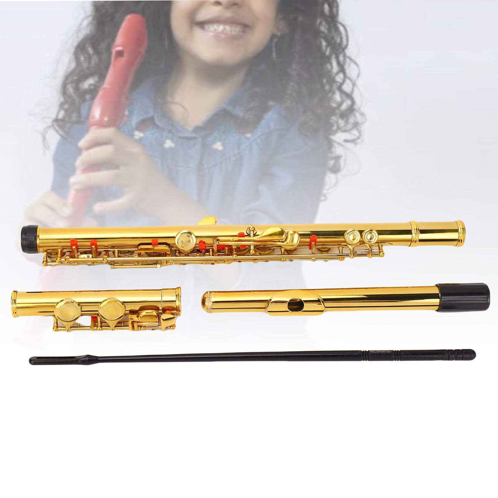 Flauto in Do, 16 Tasti a Foro Chiuso in Cupronichel per Principianti Ergonomico Tasto G Offset Diviso Tasto Mi con Pacchetto Completo di Accessori per Lezioni, Feste, Orchestra