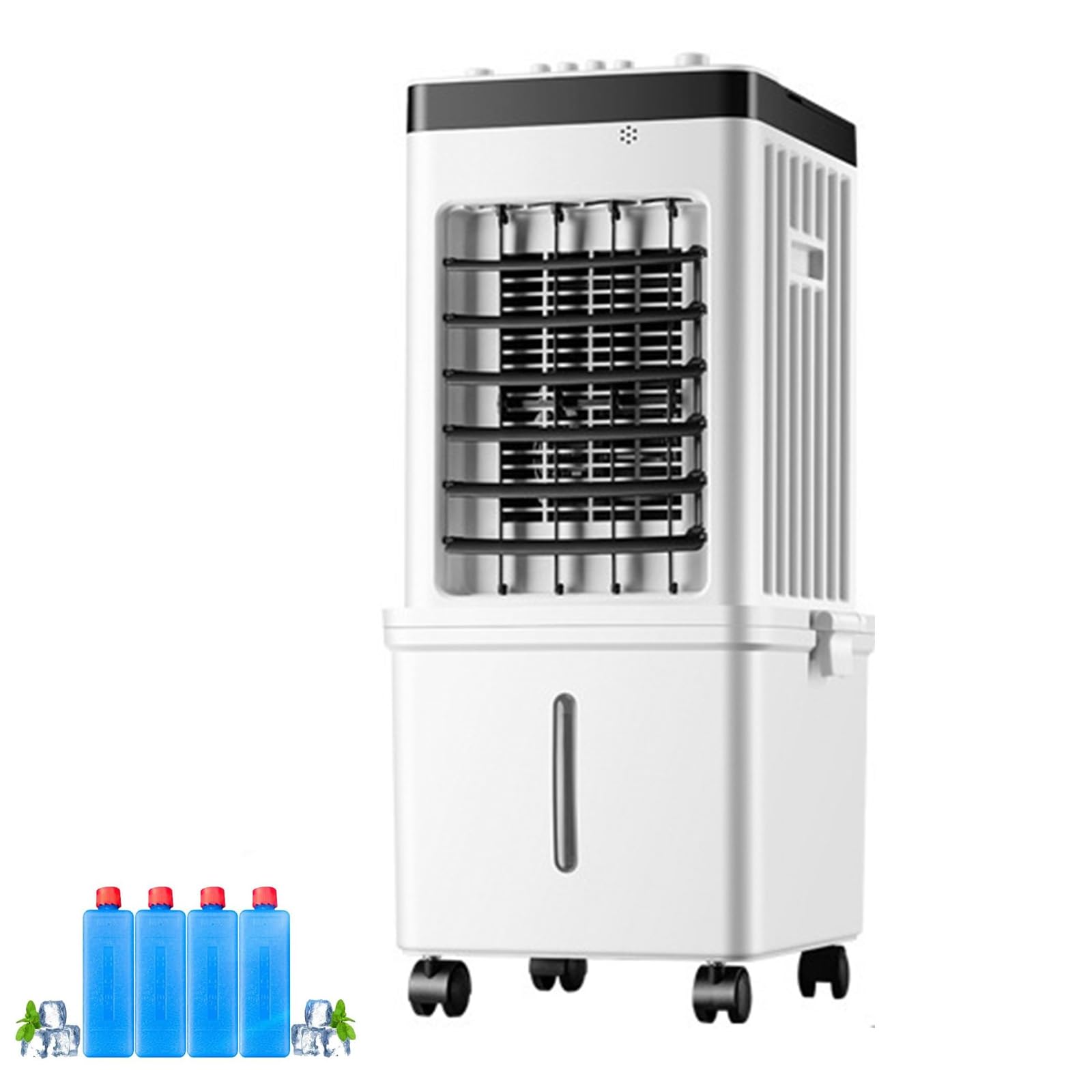 Climatizador Evaporativo Bajo Consumo,máquina de enfriamiento de 3 velocidades,Ventilador Portátil,Portatil sin Tubo Exterior,Humidificador,Filtro Lavable para Dormitorio y Cocina(Botón pulsador)