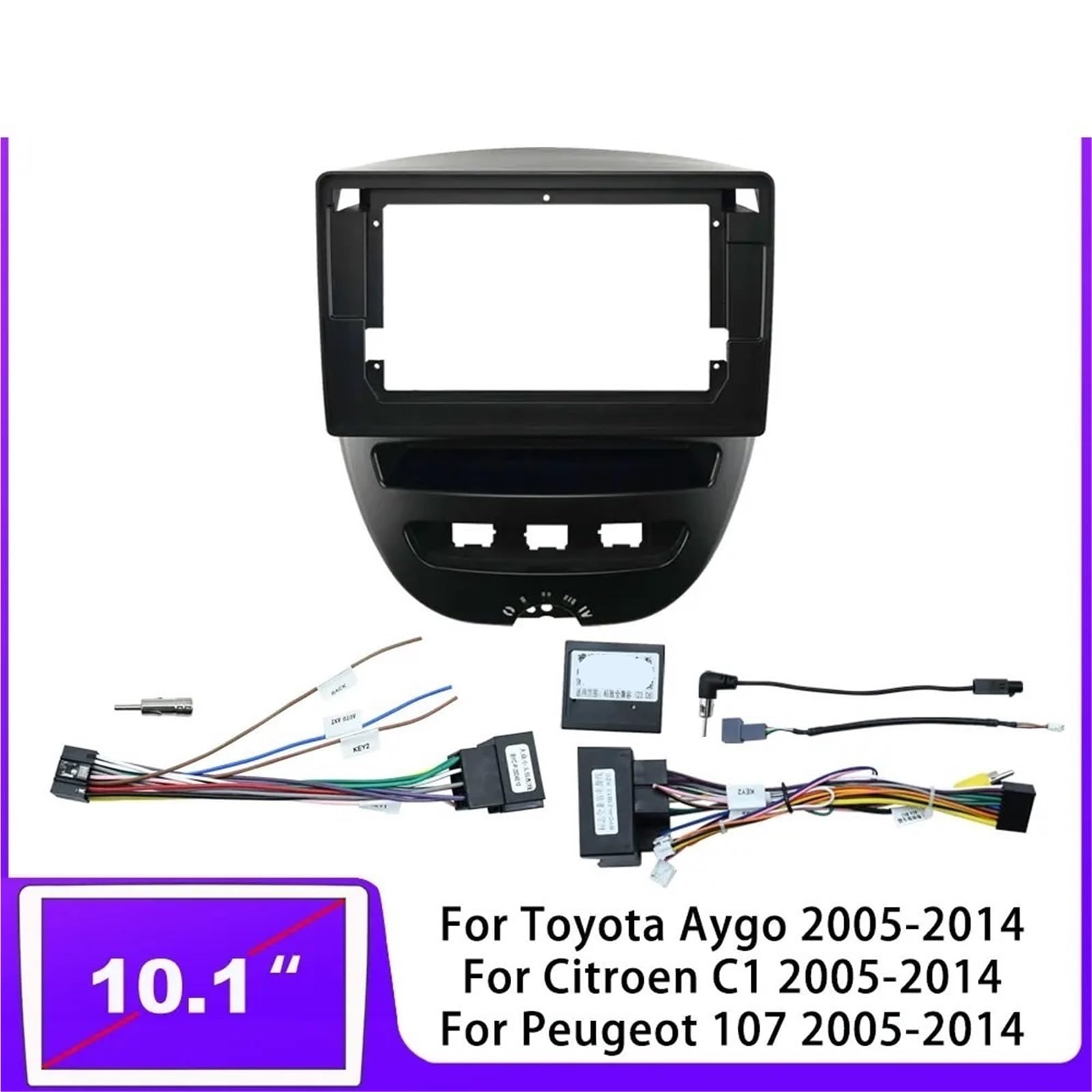 Ramki samochodowe w desce rozdzielczej rama panelu przedniego pasuje do Toyota Aygo do Peugeot 107 2005-2014 panel przewód zasilający samochód Android radio stereo odtwarzacz rama powięzi