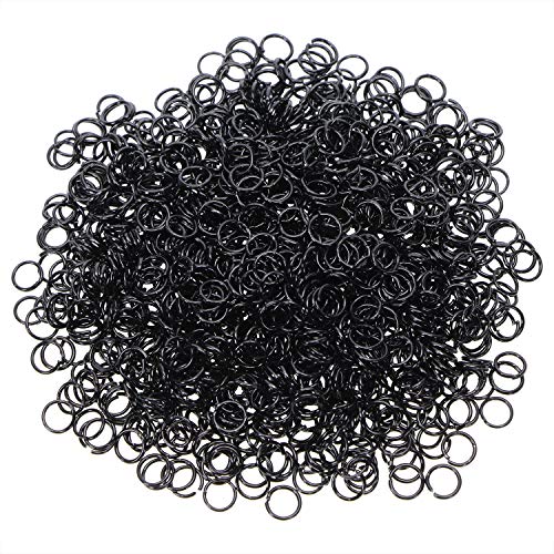 Shapenty 1200PCS Iron Open Jump Rings Connectors Bulk for DIY Craft Earring Necklace Bracelet Pendant Choker Jewelry Making Findings and Key Ring Chain Accessories (Black, 6mm)