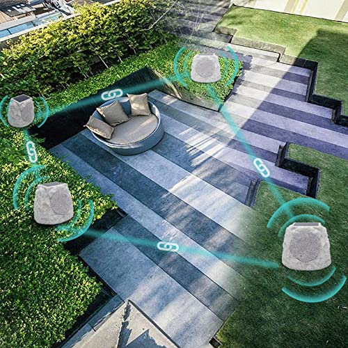 GGII Rock Speakers Outdoor Waterproof Solar-Powered Wireless Bluetooth Portable Speaker Outdoor Bluetooth Speaker with 7 Light Colors for Patio, Party, Pool, Deck, Yard, Garden and Home