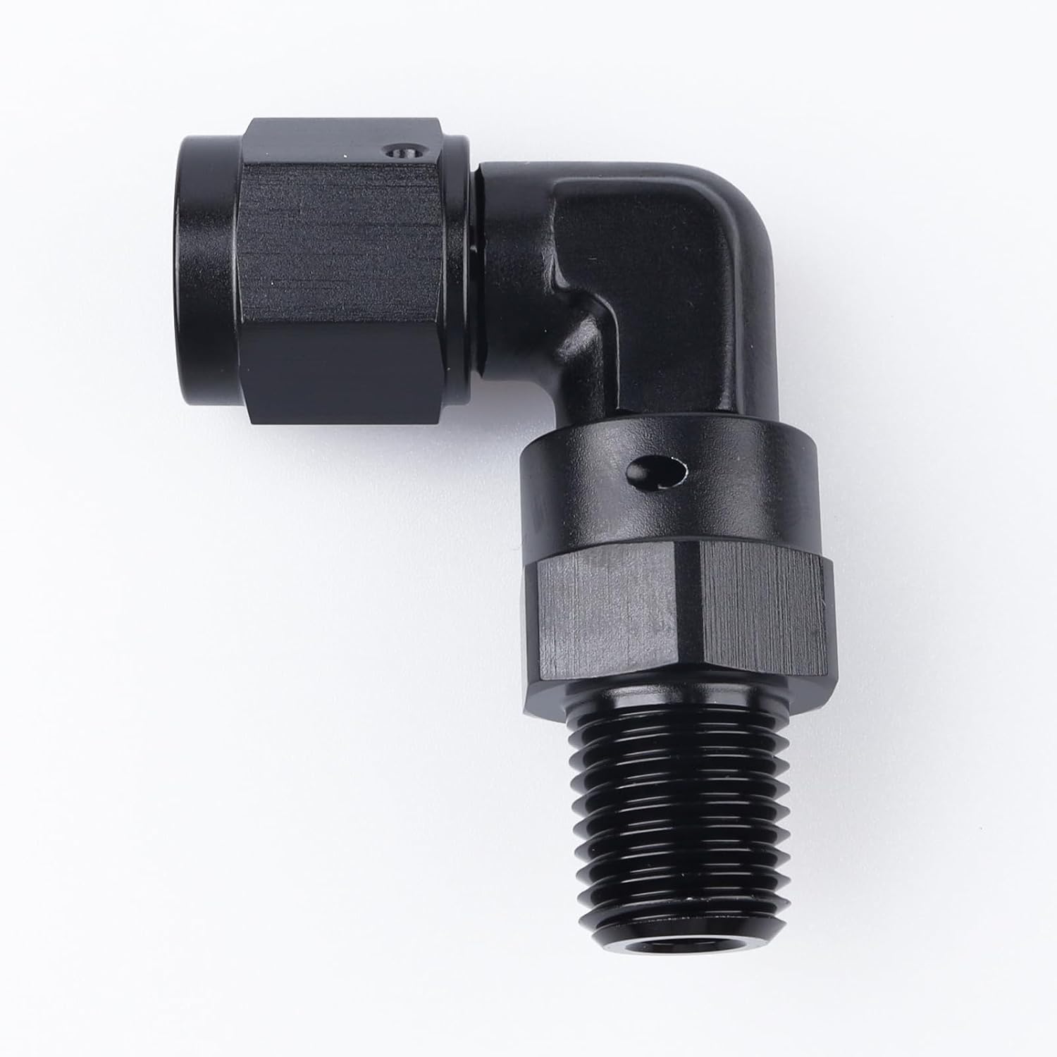 AC PERFORMANCE -6 AN Female to 1/4" NPT Male 90 Degree Swivel Adapter Fitting, Black Aluminum