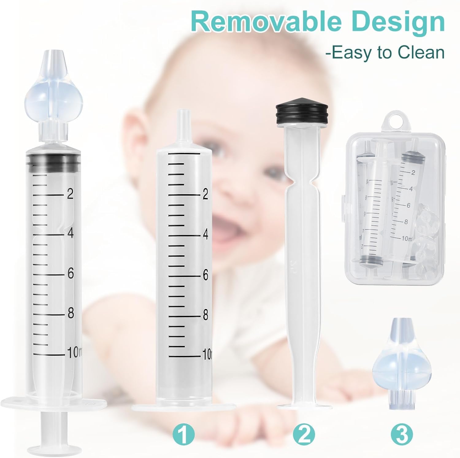 Blendura 4 pack Baby Nasal Syringe 10ml, Baby Safety Comfort Nasal Irrigator, Portable Reusable Nasal Aspirator, Nasal Irrigator