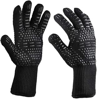 WWZL Gants BBQ, Gants De Silicone Haute Température 1472 ℉ Gants Noirs Antidérapants pour Grill, Micro-Ondes, Cuisson