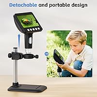 Vista 7 de Microscopio digital de 4.3 pulgadas para adultos, microscopio de moneda SKYEAR 1000X con 8 luces de relleno LED ajustables, microscopio USB