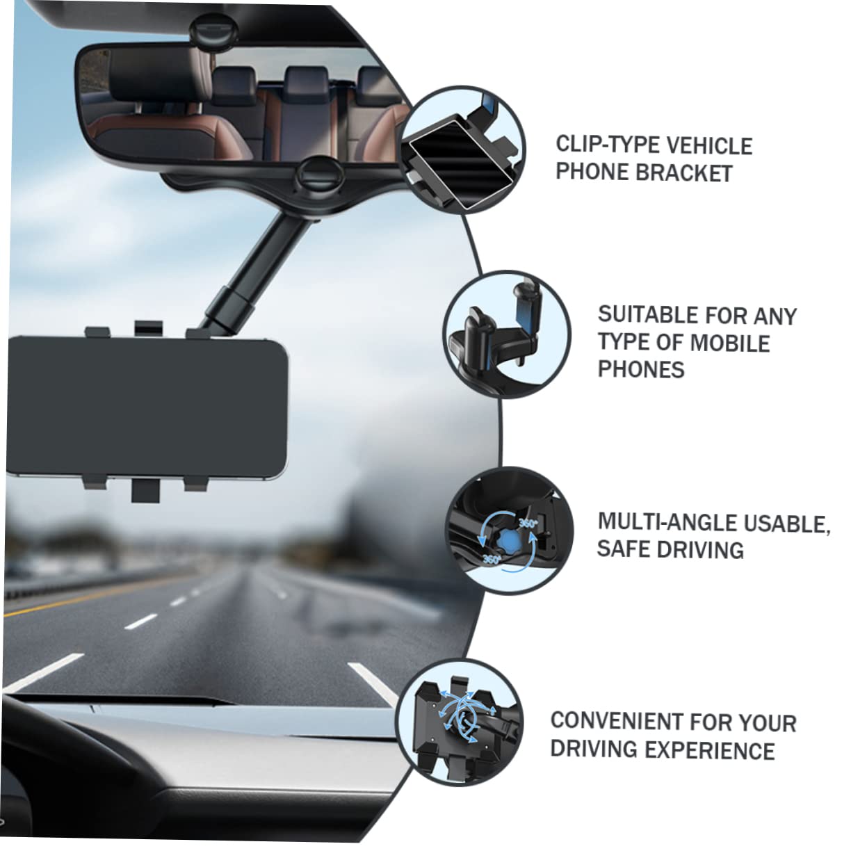 Supporto per Cellulare Auto Clip Antigraffio in Abs e Colla Pu Nero per Cruscotto Veicolo Durante la Guida