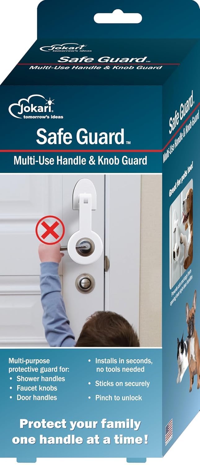 Photo 1 of Jokari Child Safety Guard Multi-Use Lock for Sink, Shower, and Door Knobs Prevents Hot Water Burns and Unsupervised Access Easy Install Childproof Protection for Home Safety
