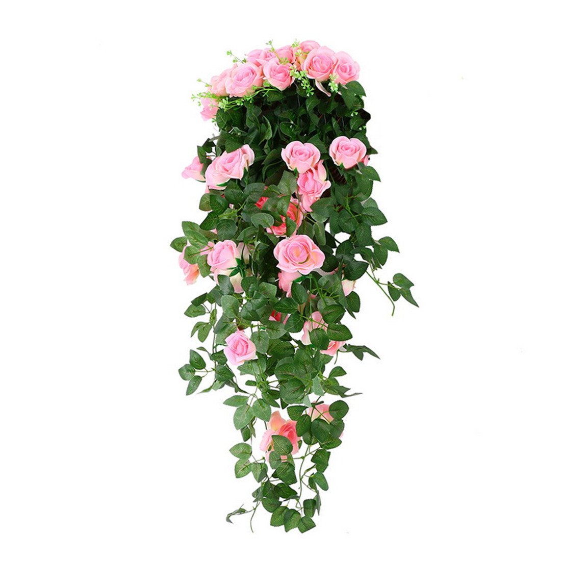 Holove 35.4 Inches Artificial Red Rose Flower Fake Rose Vine Flowers Artificial Hanging Rose Hanging Garland Vine Flower for Wedding Home Garden Balcony Wall Valentine Decoration