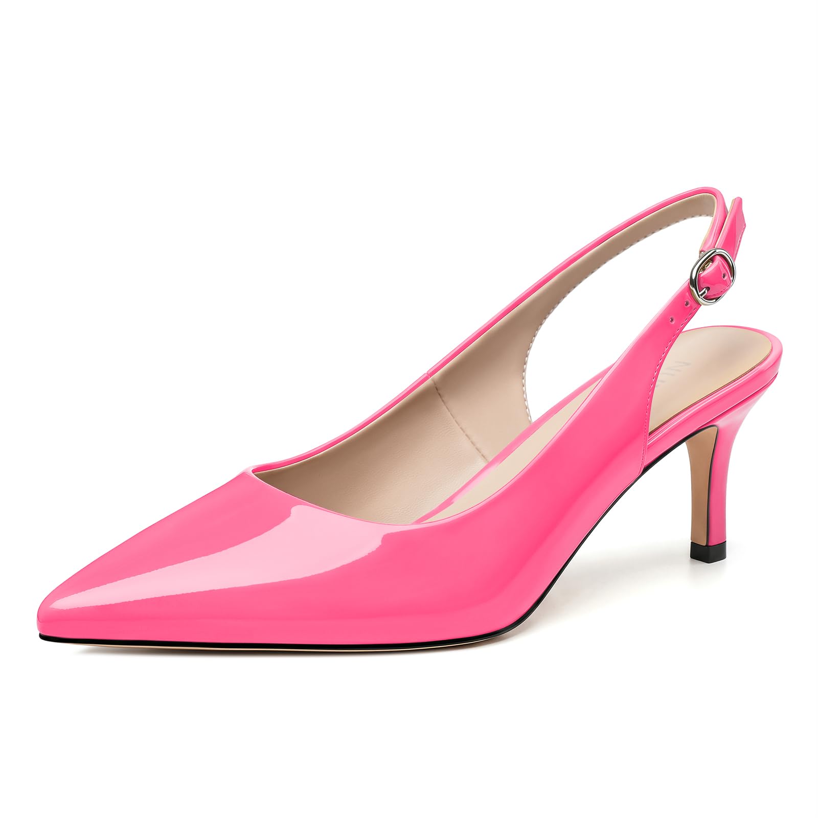 NUMALEO Kitten Heels for Women Pointed Toe Slingback Pumps | 2.5 Inch Close Toe Comfortable Pumps Wedding Party Casual Work Dress Shoes