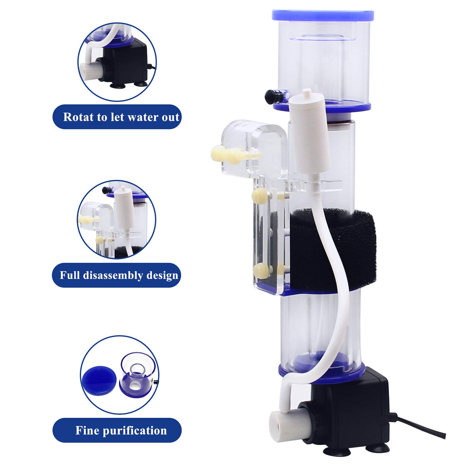 Hanchen Acuario Proteína Skimmer 100-150L Filtro de Acuario para Acuario Acuario Acuario Acuario Acuario Acuario Acuario