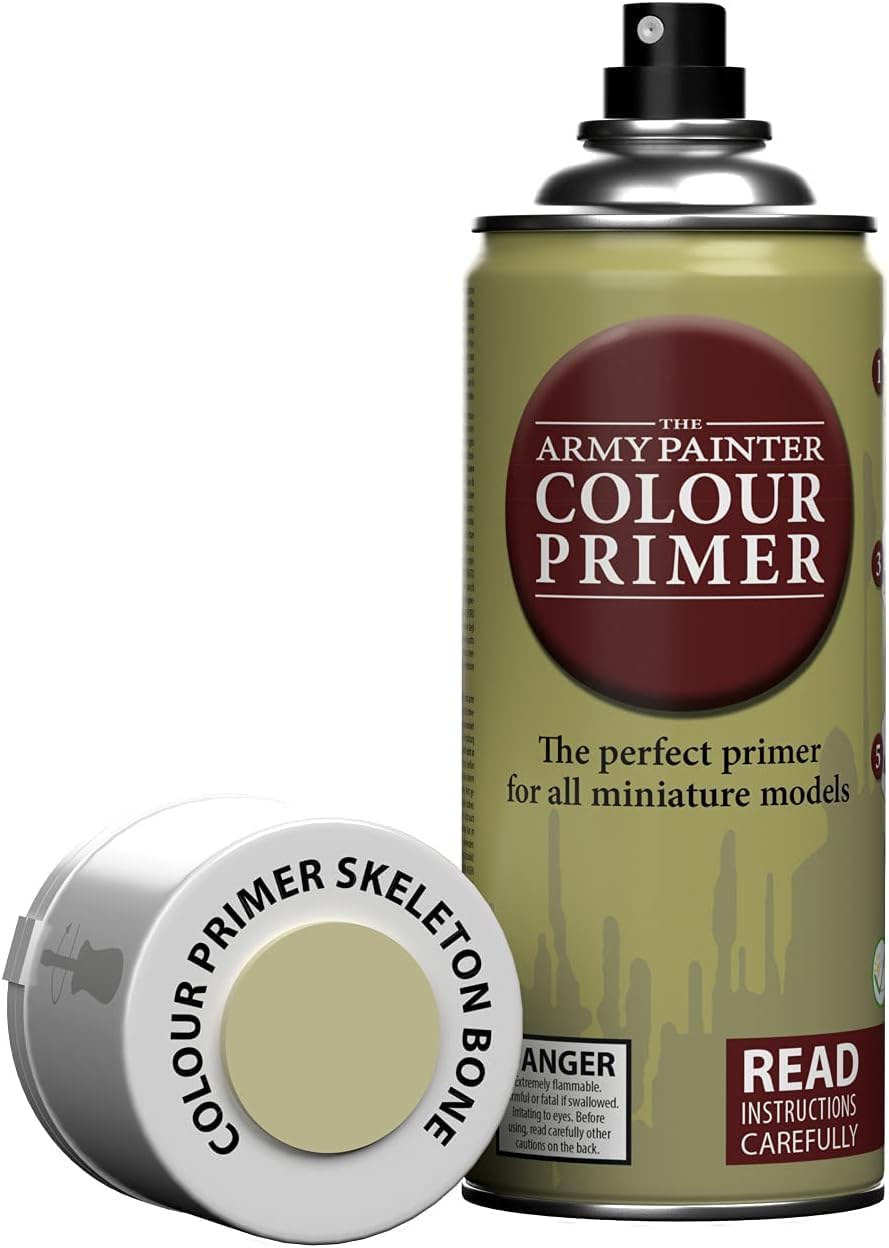 The Army Painter Colour Primer Skeleton Bone, 400 mL Acrylic Spray Primer, Spray Paint Basecoat for Miniature Priming, Tabletop Roleplaying, Boardgames, and Wargames Miniature Modelling