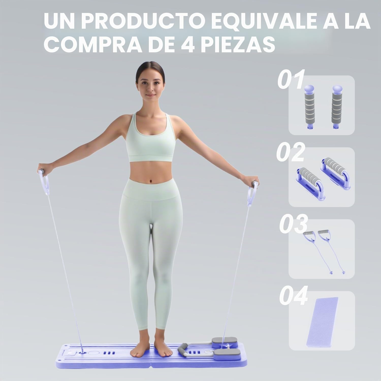 Pilates Board Reformer Plegable de Resistencia, Reformer Pilates Maschine Kit, Set Tabla Pilates, Mini Equipo de Fitness para Entrenamiento de Cuerpo Completo, Máquina de Pilates para Casa