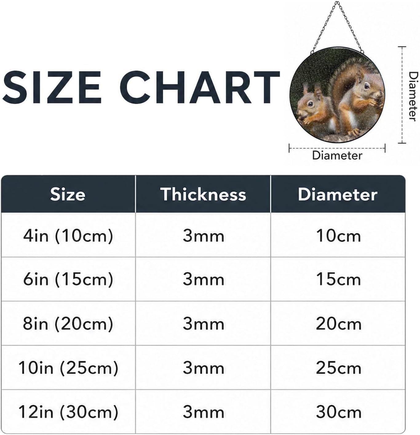 Stained Glass Window Hanging 6in（15cm）, Squirrel Animal Glass Suncatcher for Home Decor, Indoor Wall Art Glass Panel with Metal Chain and Hooks, Sun Catcher Ornament Birthday Gifts