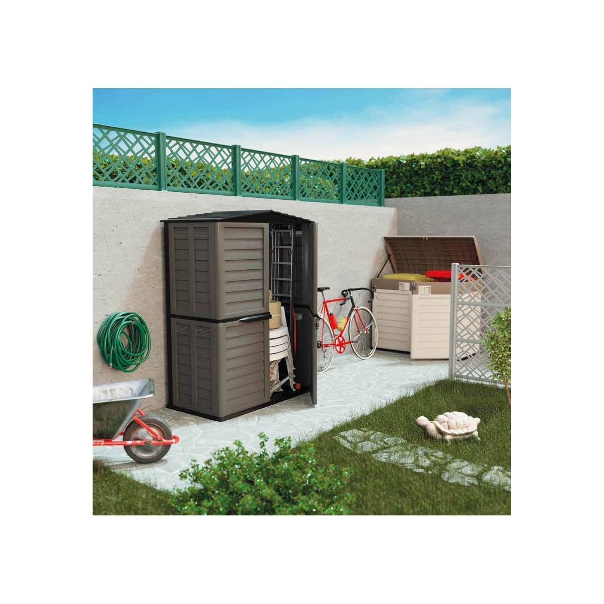 INTEC - Coffre de Jardin 1500L - Abri Poubelle Exterieur Polypropylène Verrouillable Rangement Outils Jardin