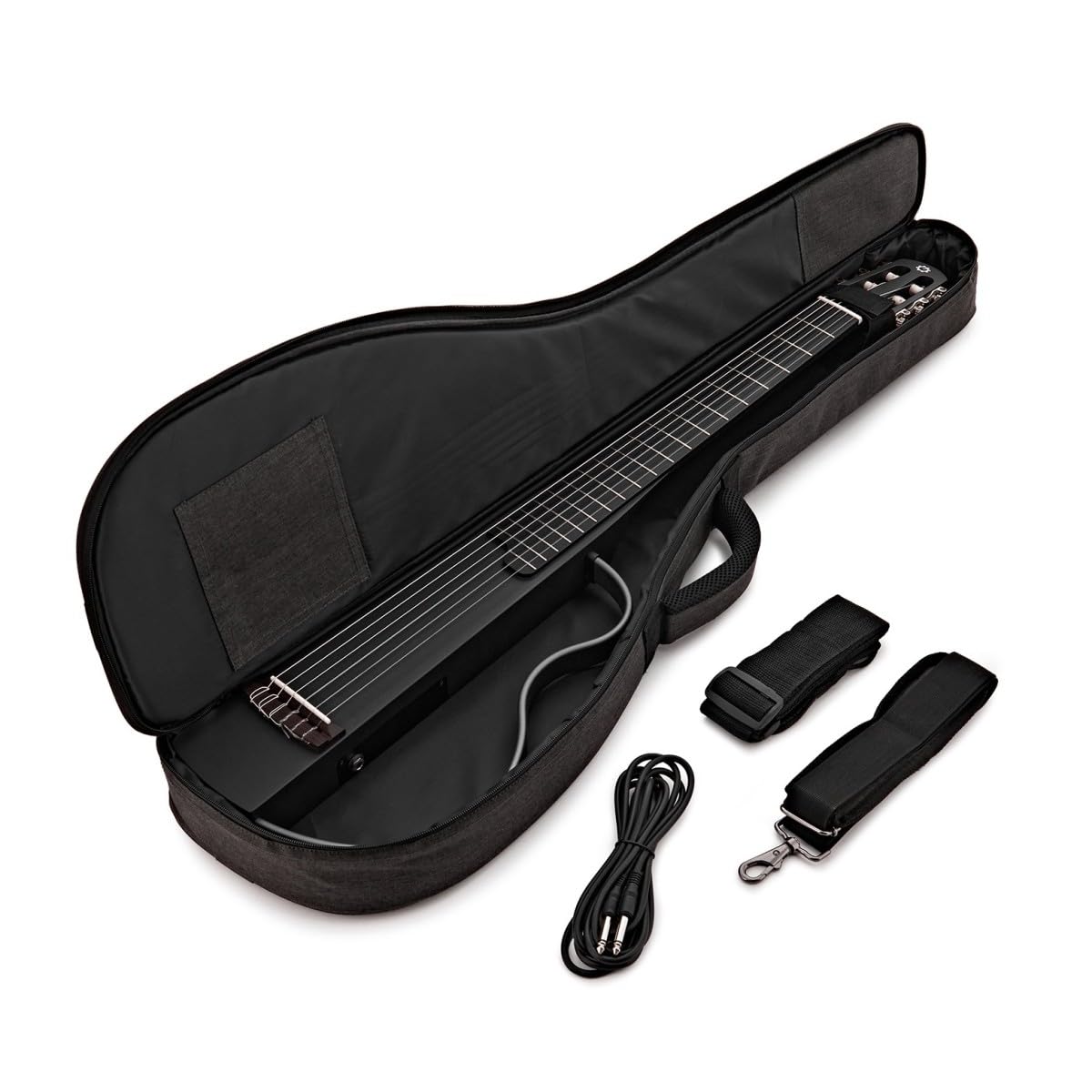 Chitarra da viaggio G4M Solus, corde di nylon | Ideale per la pratica silenziosa e il viaggio, uscita cuffie e ingresso aux, telaio staccabile per un viaggio compatto