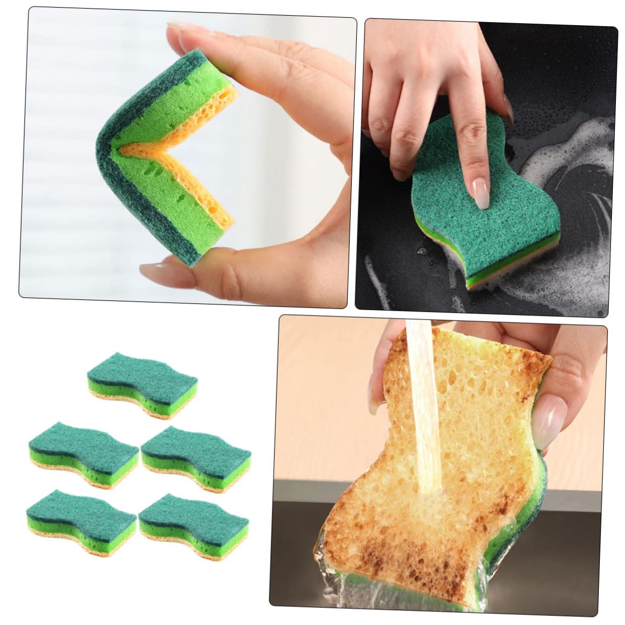 Baluue 25piezas Esponjas De Limpieza Multiusos para Cocina Madera para Lavar Ollas y Sartenes Resistente Grasas y De Limpiar