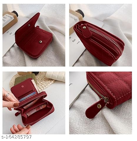 SYGA Women’s Stylish Quilted PU Leather Wallet – Compact Zip Closure Card Holder Purse for Girls & Ladies - Image 4