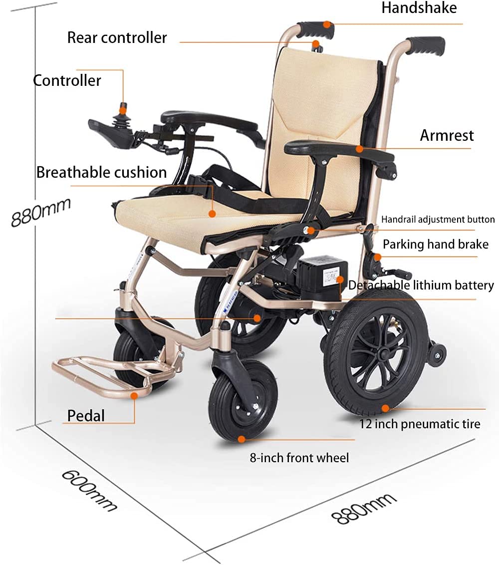 Silla De Ruedas Eléctrica Plegable Que Soporta hasta 440 Libras,Pesa 45 Libras, hasta 12 Millas De Alcance con 2 Baterías,Aprobada por La FDA para Viajes Aéreos