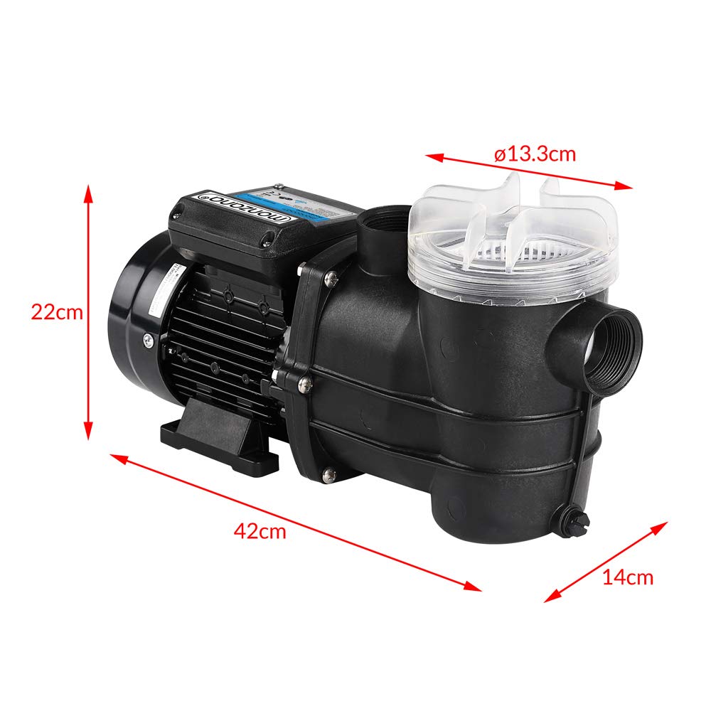 Monzana Pompa di filtraggio 9.960 l/h prefiltro Pompe per Piscina sistemi di filtraggio a Sabbia Altezza di Portata 9 m