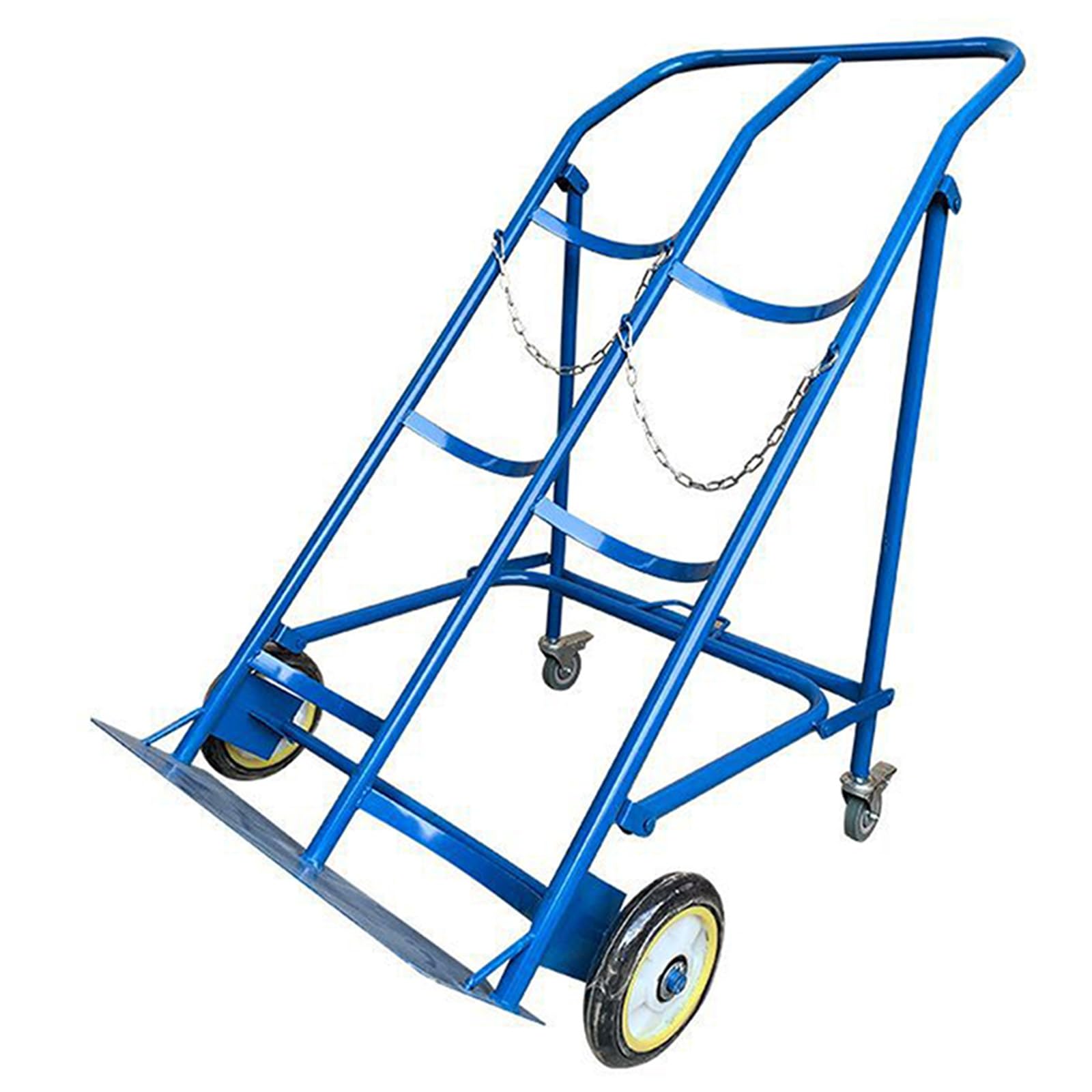 JKJZSALJ Foldable Dual Cylinder Holder Cart On Wheels, Heavy Duty Mobile Steel Trolley For Oxygen And Nitrogen Cylinders In Hospitals, Factories, And Laboratories,Height 100cm